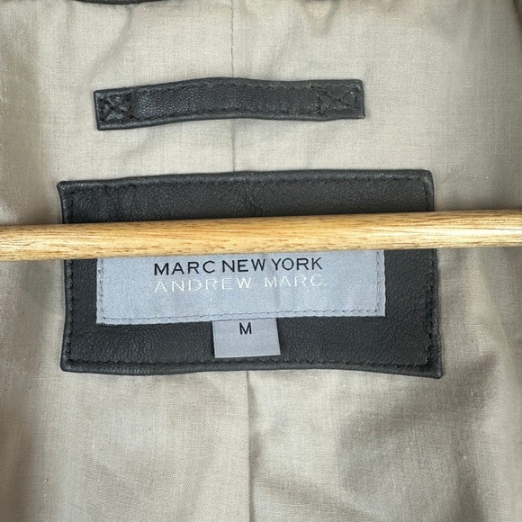 Marc New York Andrew Marc Leather Moto Jacket Anthracite Gray Size M - Picture 2 of 14